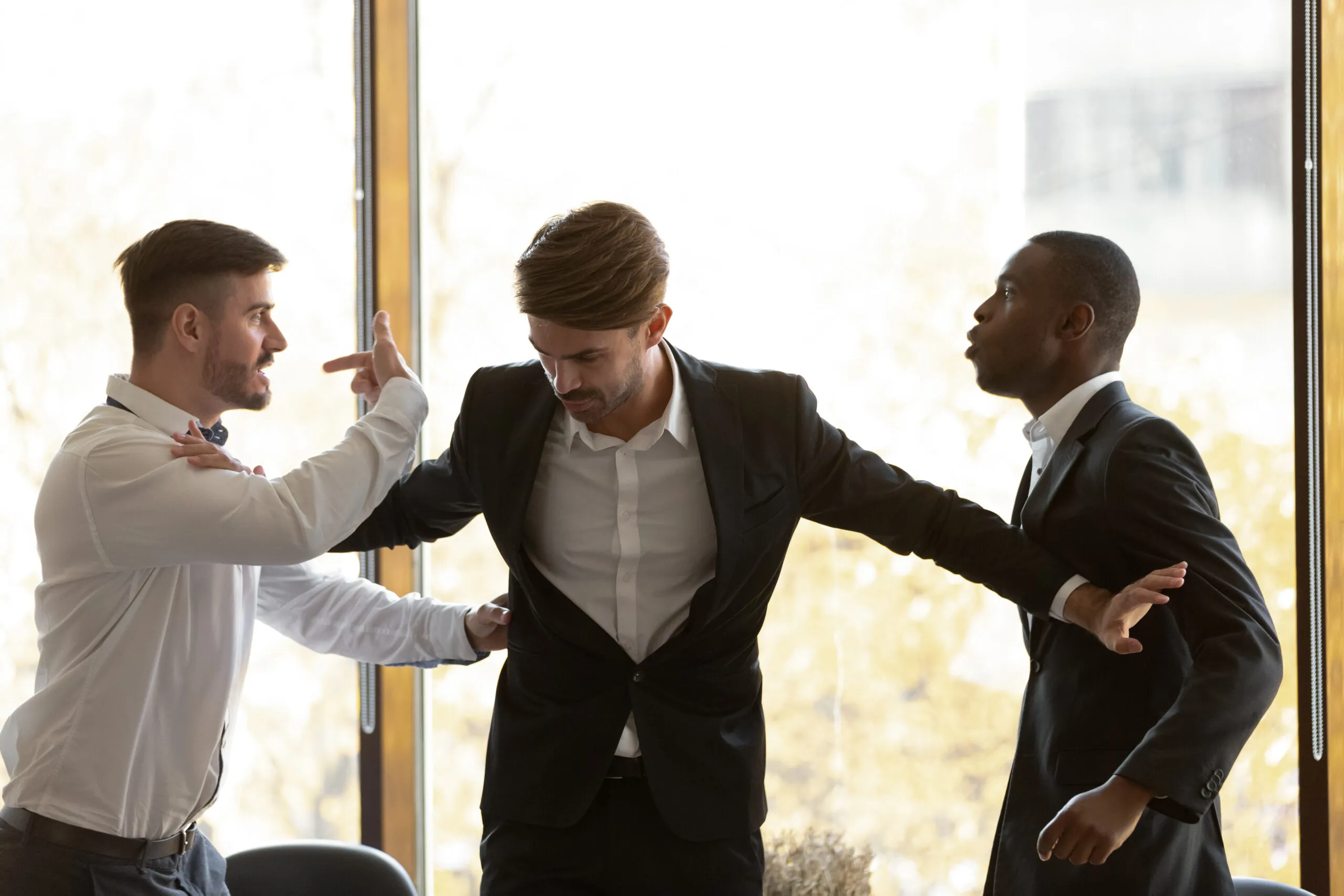 Male,colleague,set,apart,angry,diverse,business,men,coworkers,argue